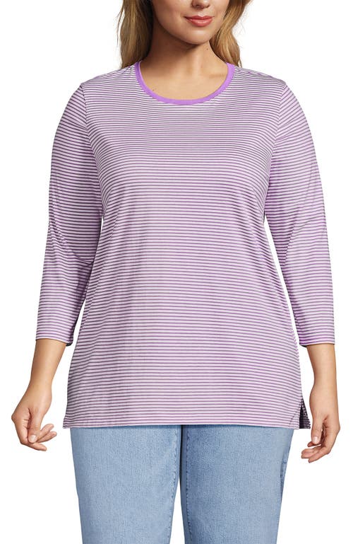 Lands' End 3/4 Sleeve Cotton Supima Tunic In Purple