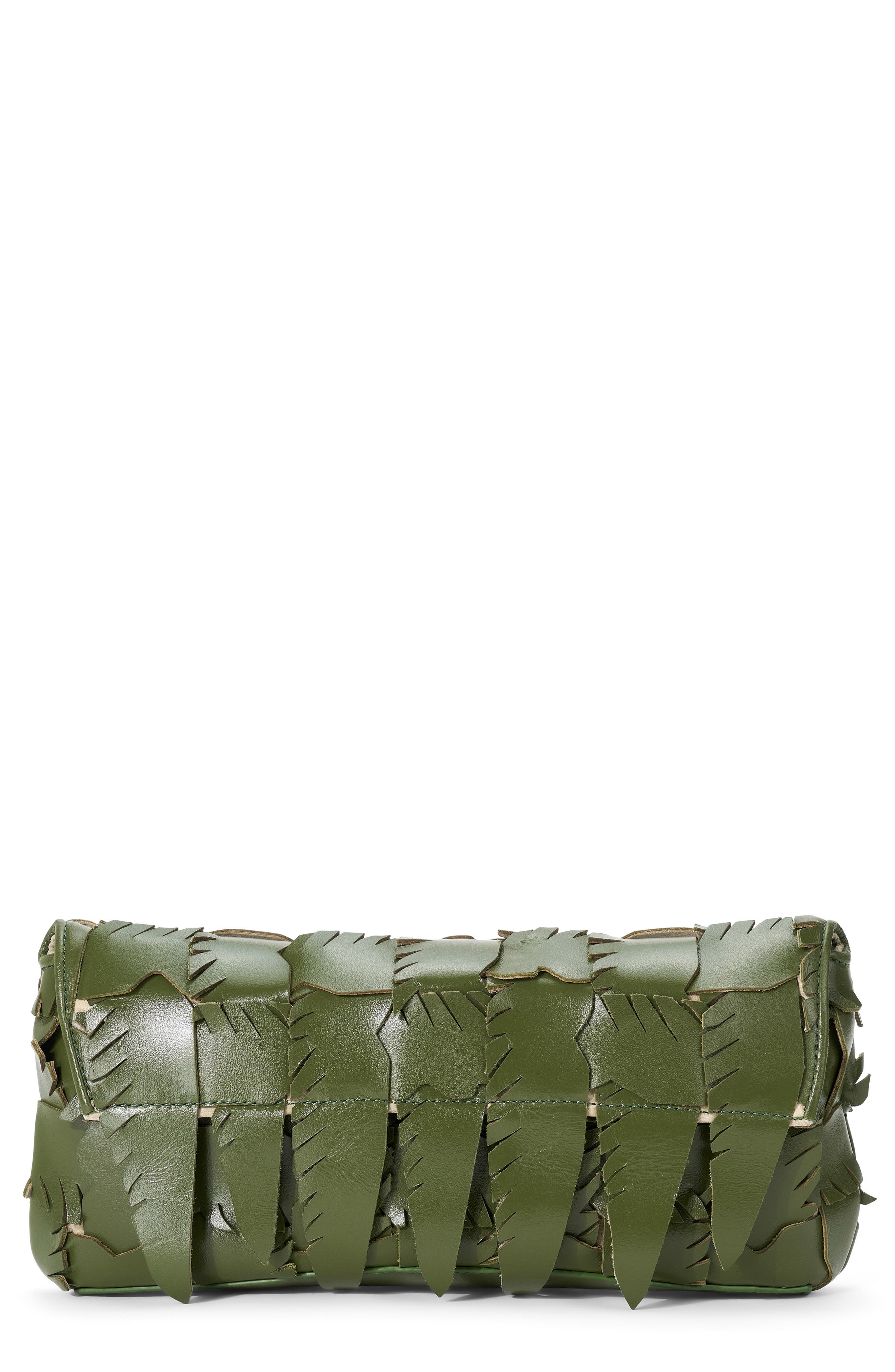 STAUD Leaf Leather Clutch, Main, color, Leaf
