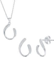 SIMONA Pavé Cubic Zirconia Hook Stud Earrings & Pendant Necklace Set