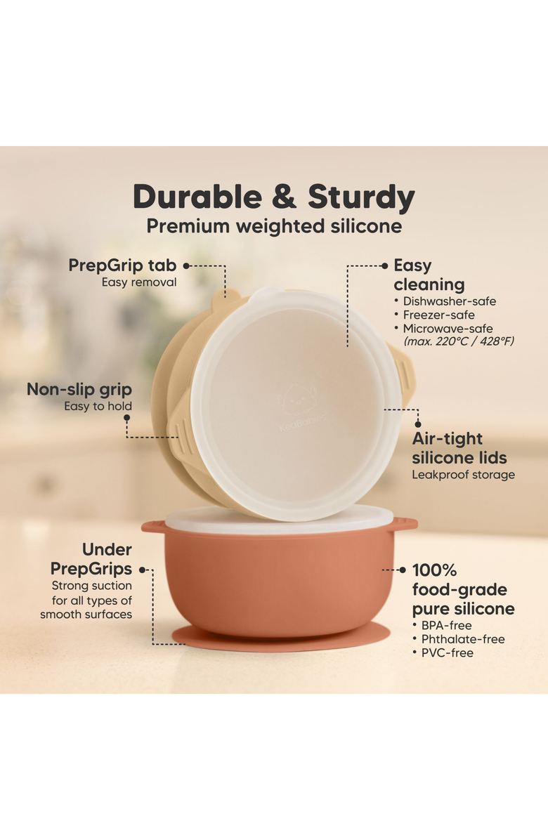 KeaBabies 2-Pack Silicone Suction Bowls, Alternate, color, Terracotta