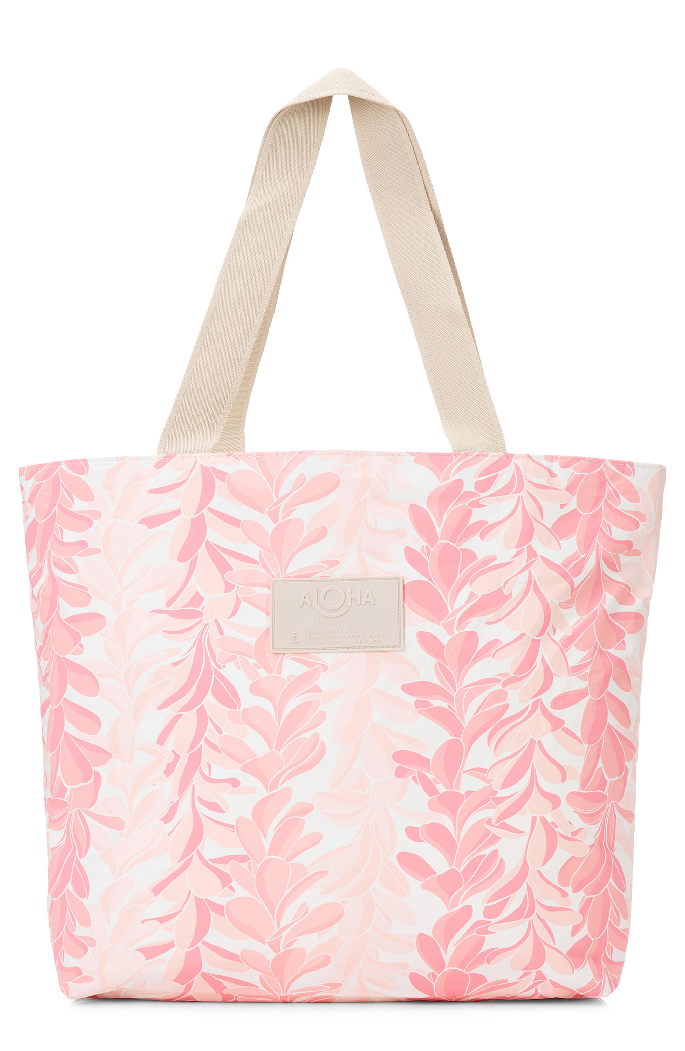 Aloha Collection Day Tripper Lei Stand Water Resistant Tyvek<sup>®</sup> Tote, Main, color, Pinks