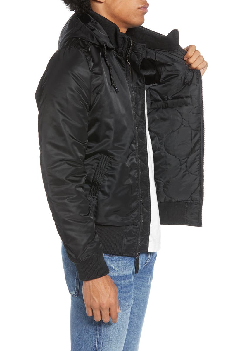 Alpha Industries MA-1 Hooded Water Resistant Bomber Jacket, Alternate, color,