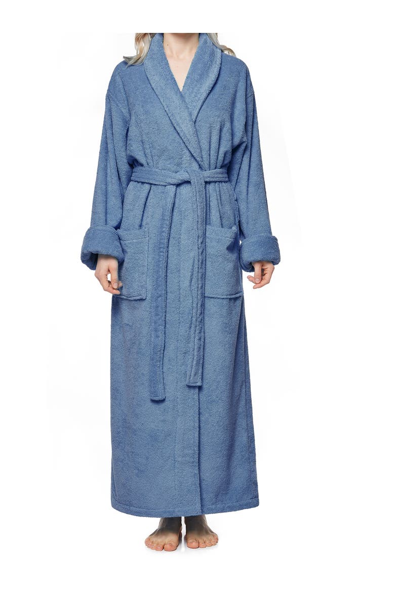 Optimus Long Cotton Bathrobe for Women, Main, color, Steel Blue