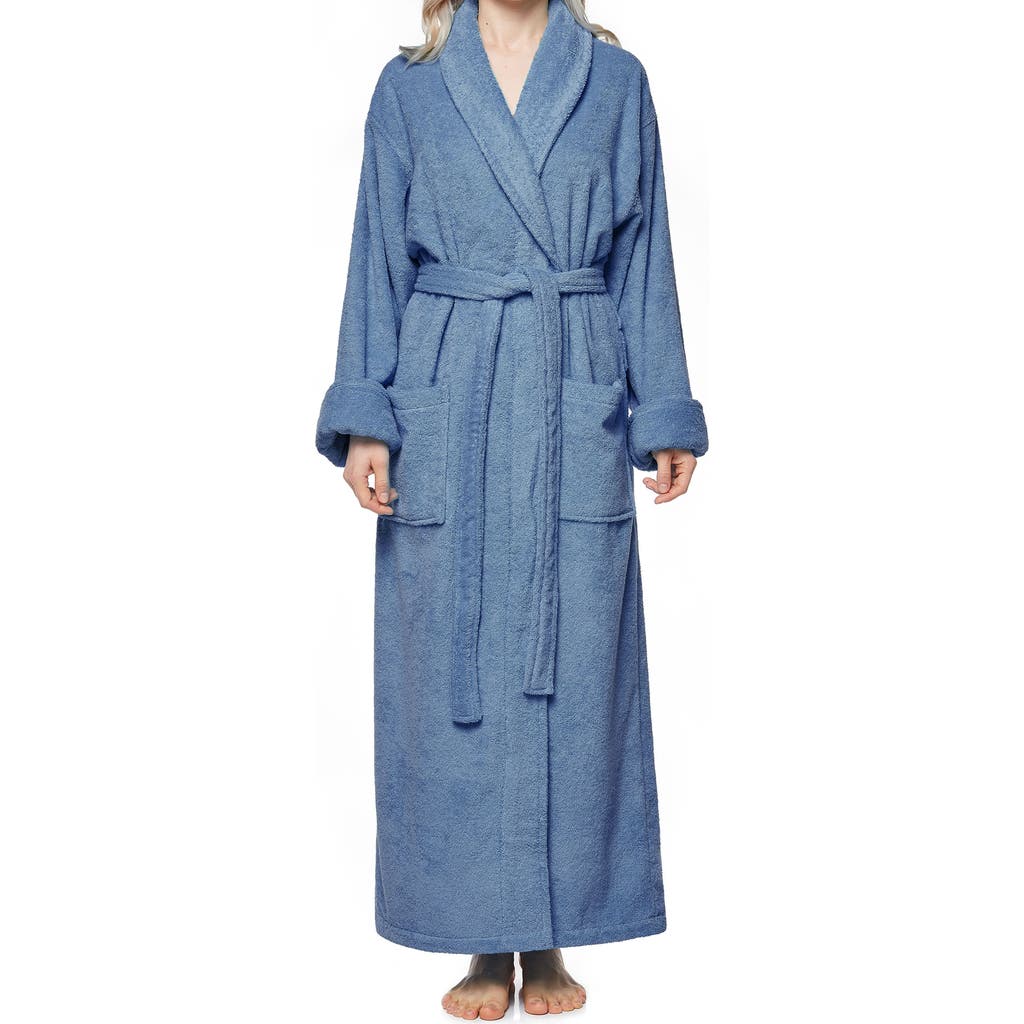 ARUS Optimus Long Cotton Bathrobe for Women in Steel Blue at Nordstrom, Size Small