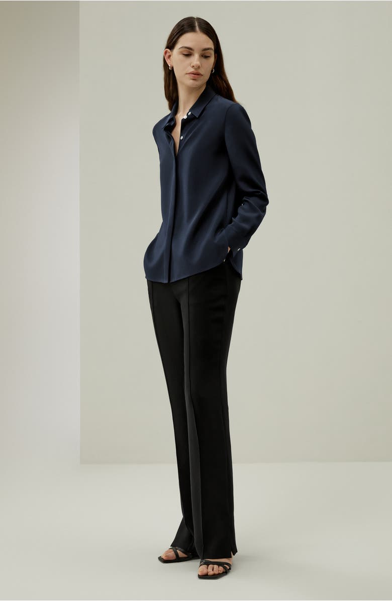 Lilysilk Graceful Button Up Silk Blouse, Alternate, color, Midnight Blue