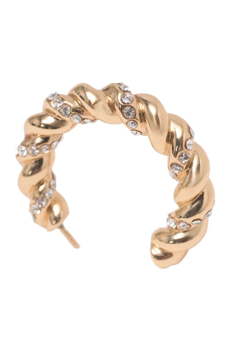 maje Twisted rhinestone hoop earrings, Alternate, color, Gold