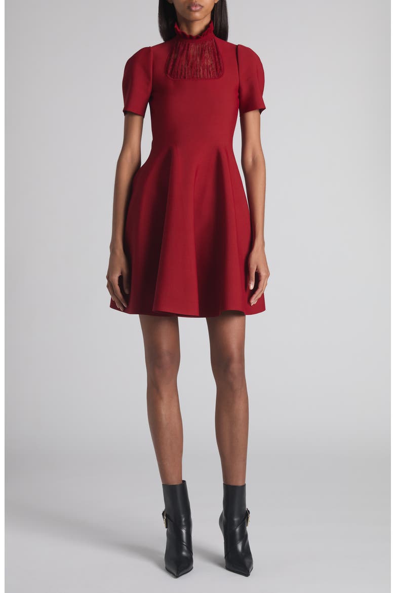 Lace Trim Skater Dress, Main, color, CRIMSON