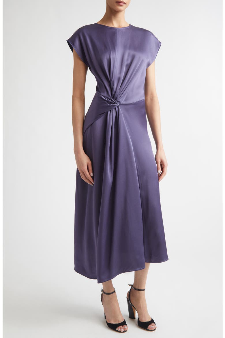 Aria Twist Waist Asymmetric Midi Dress, Alternate, color, ECLIPSE