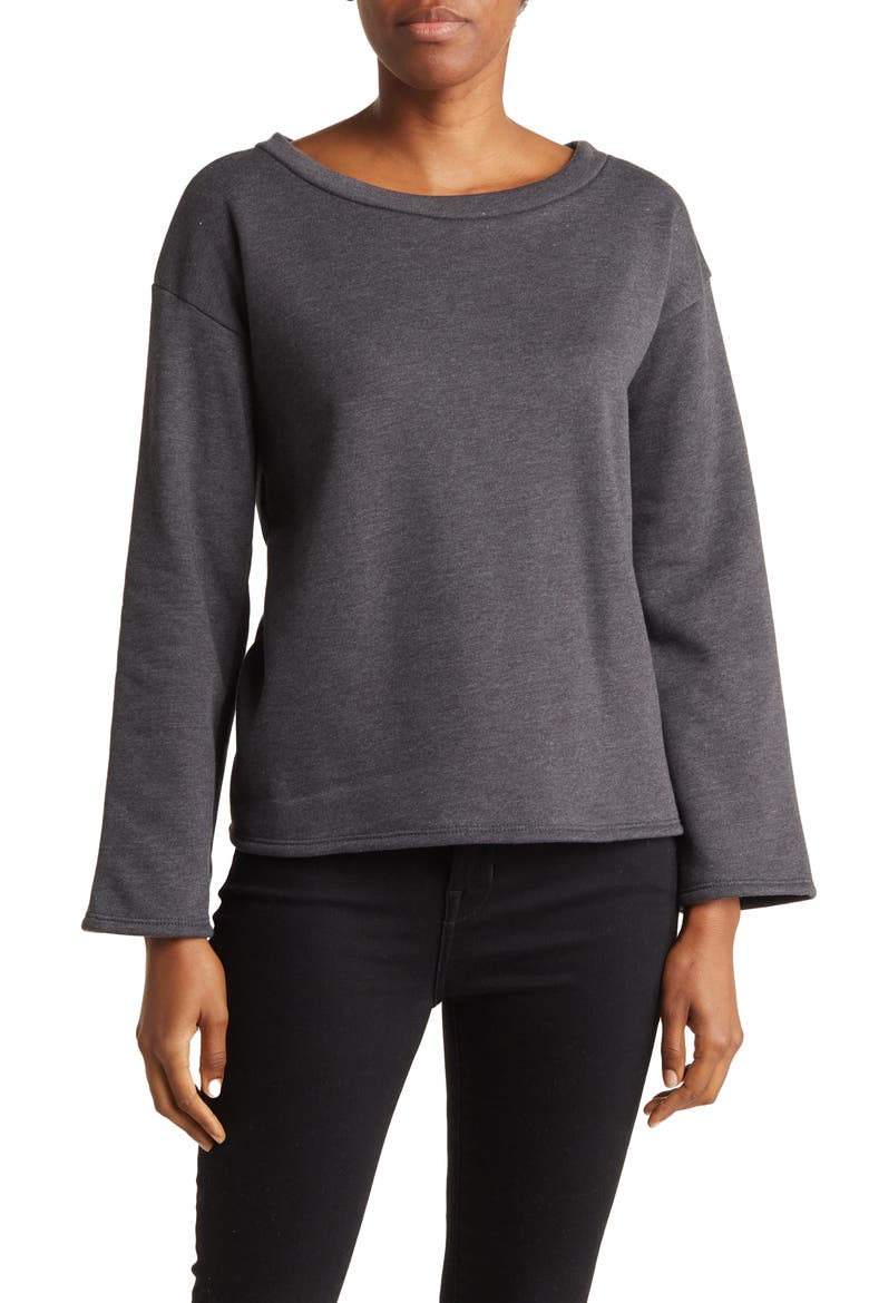 Spring Crewneck Long Sleeve Sweater, Main, color, CHARCOAL