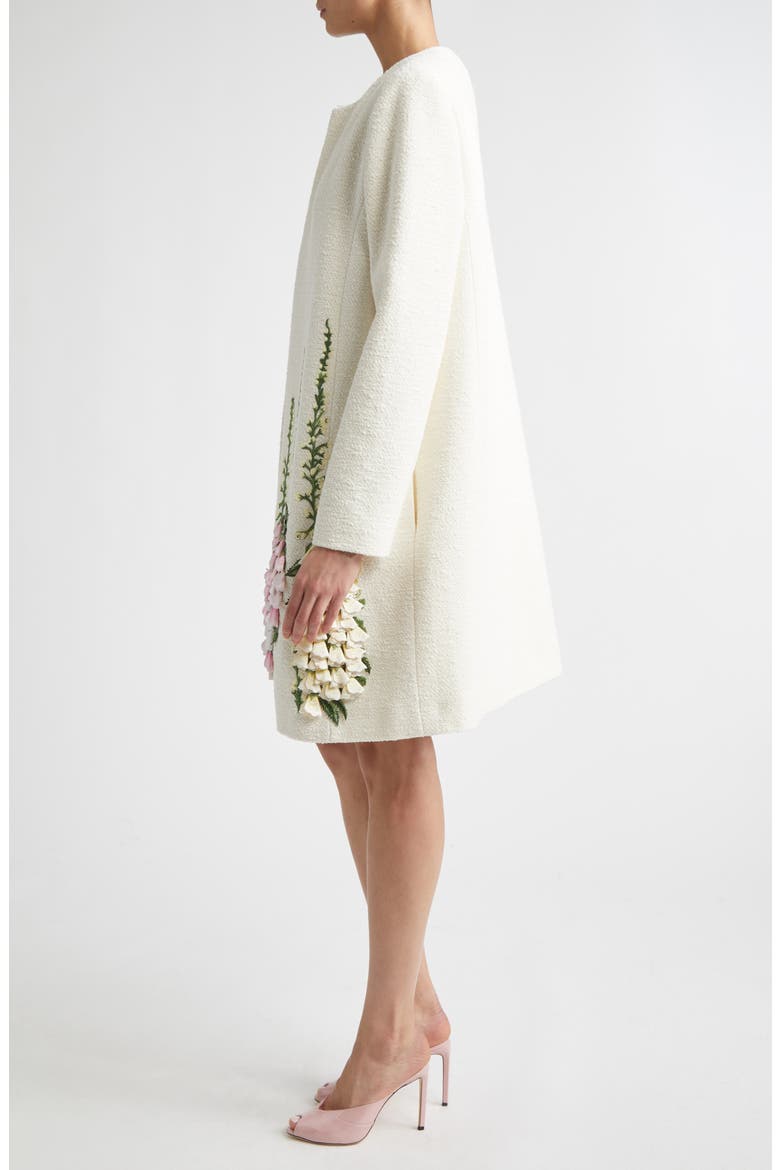Foxgloves Embroidered Cotton & Wool Blend Jacket, Alternate, color, IVORY