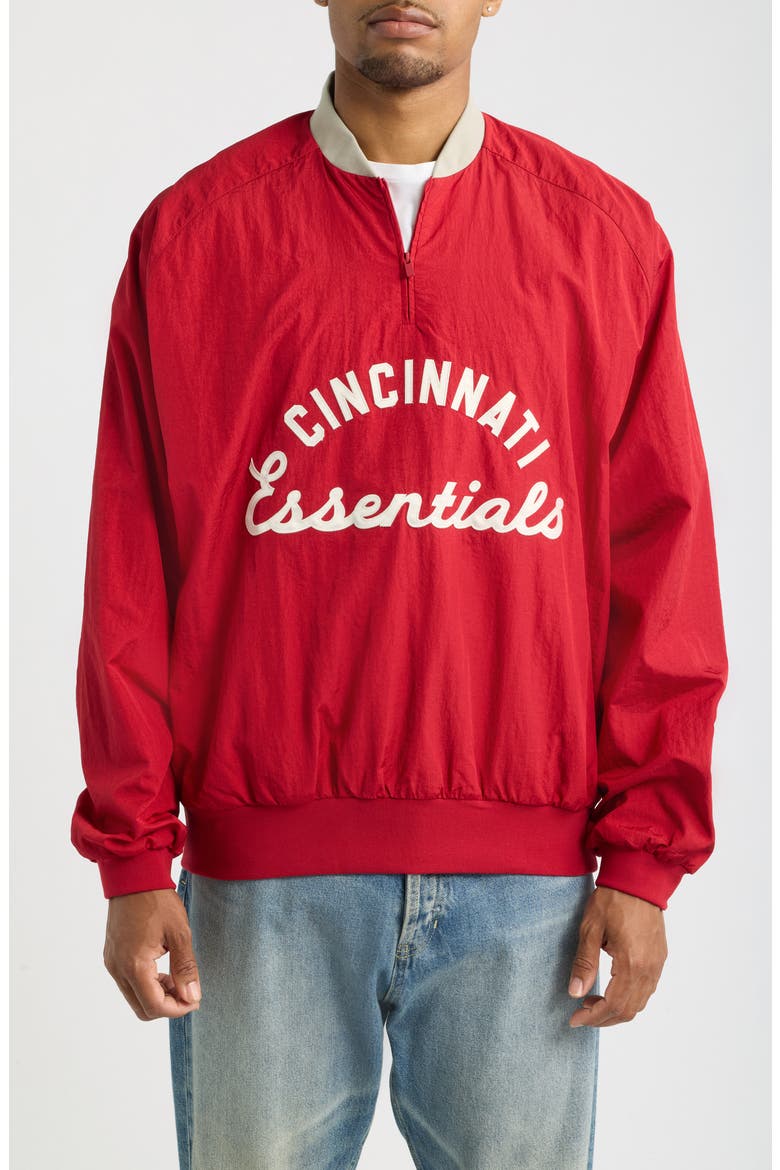 x MLB Cincinnati Reds Half Zip Pullover, Main, color, STONE RED/ SEAL RIB