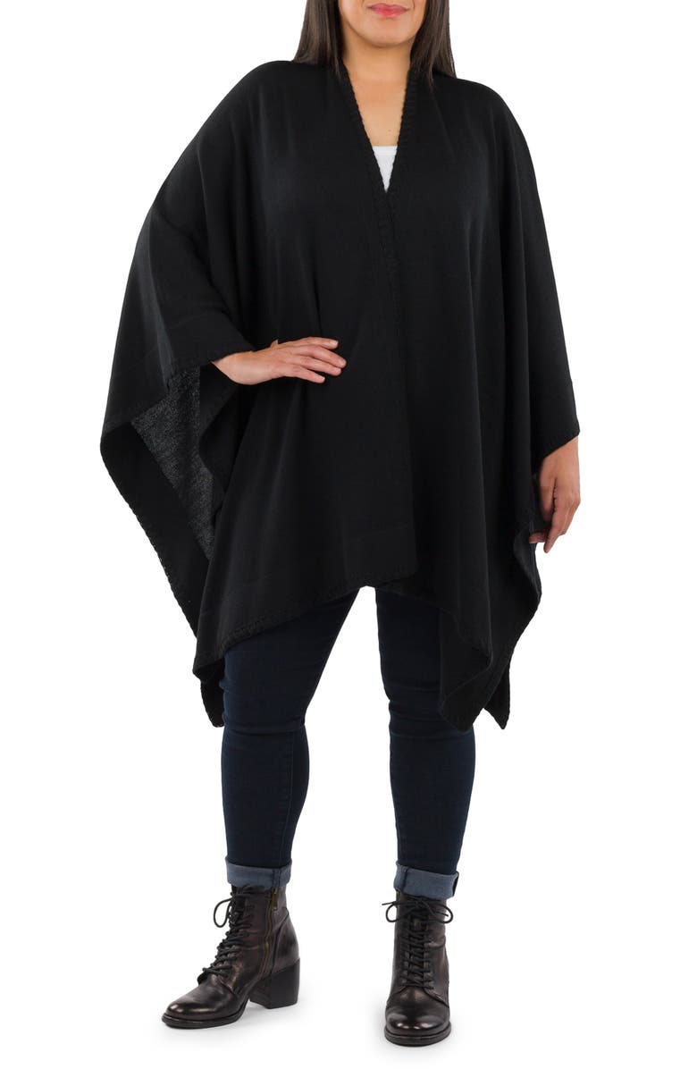 Patricia Nash Color Block Open Front Ruana, Main, color, Black Mutli