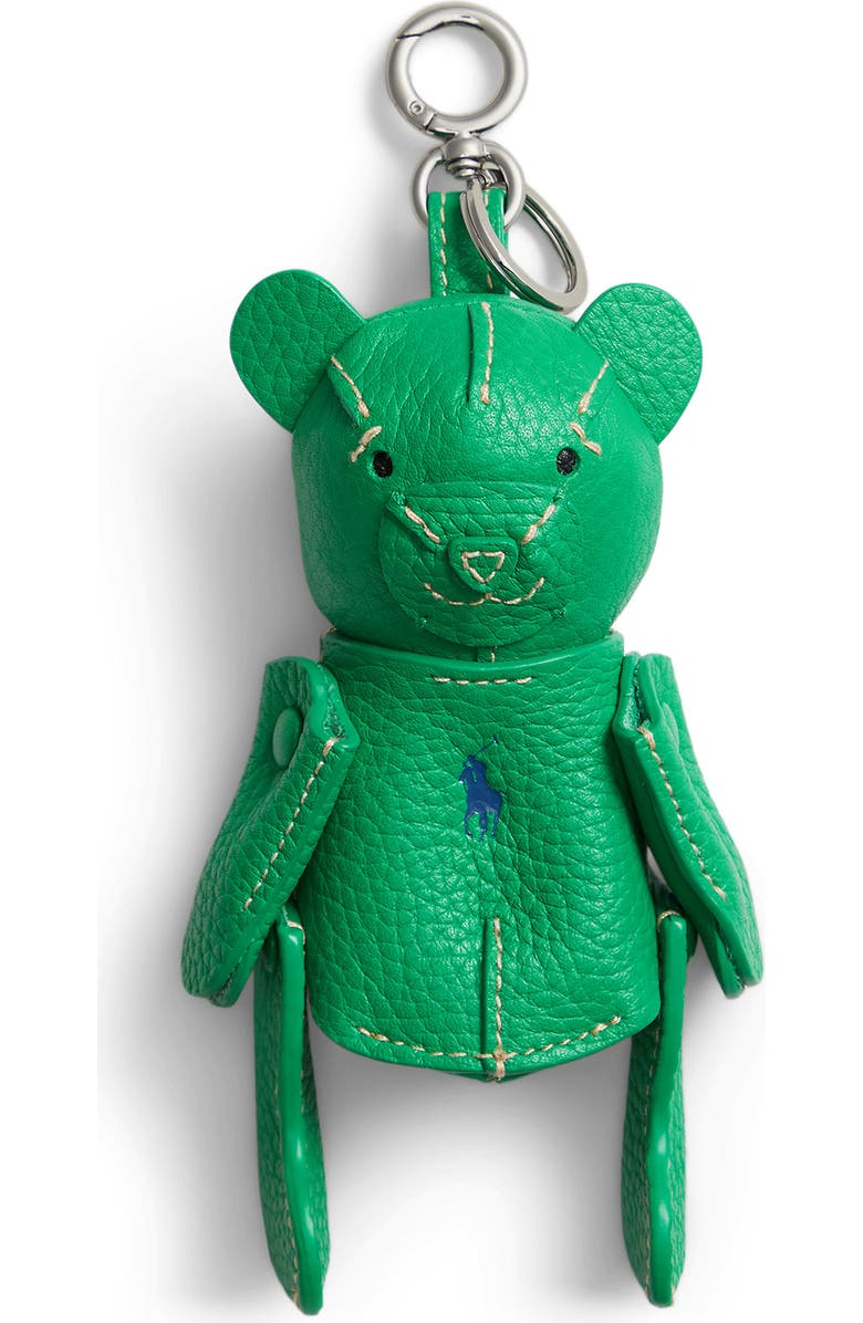 Polo Ralph Lauren Pebble Leather Polo Bear Charm, Main, color, Parrot