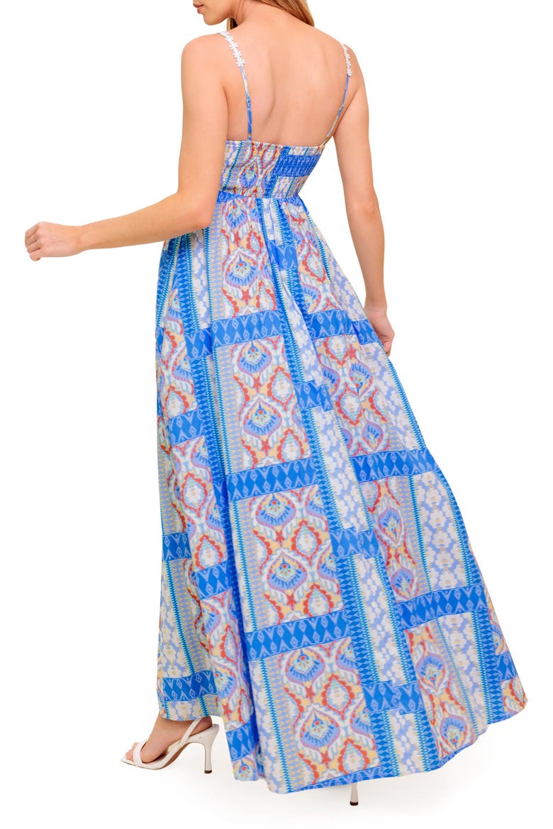 Cotton Print Maxi Dress, Alternate, color, BLUE