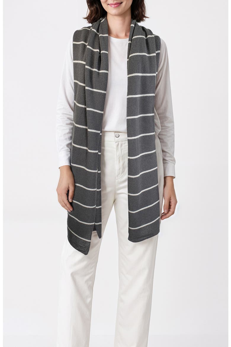 Cashmere striped wrap, Main, color, STONE GREY/SILVER CLOUD