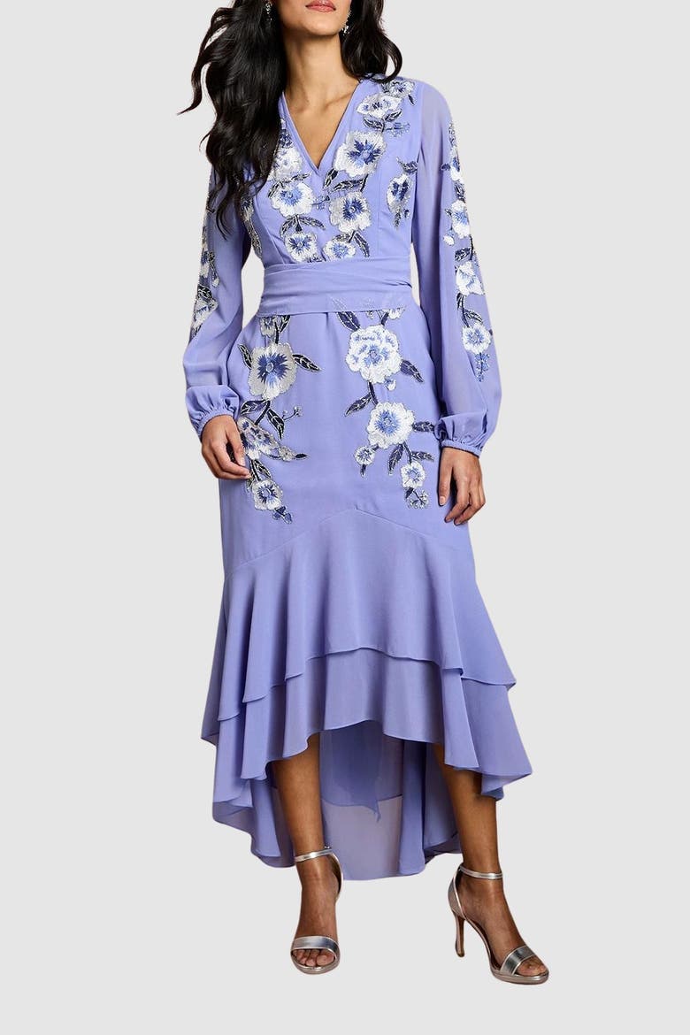 Petite Sequin Fit And Flare Dress, Alternate, color, Cornflower Blue