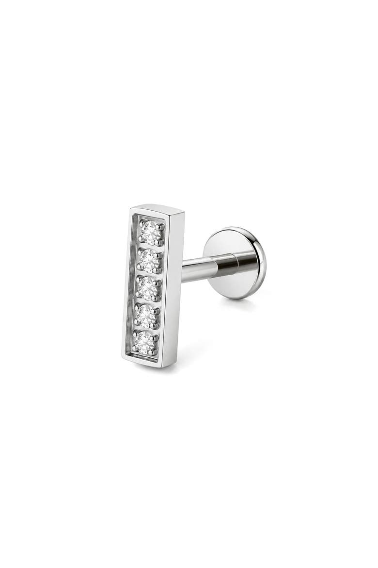 Cubic Zirconia Bar Stud Earring, Main, color, SILVER