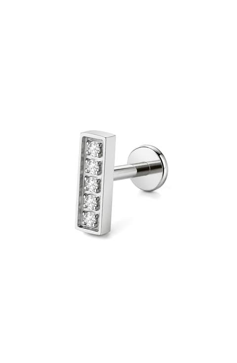 Cubic Zirconia Bar Stud Earring