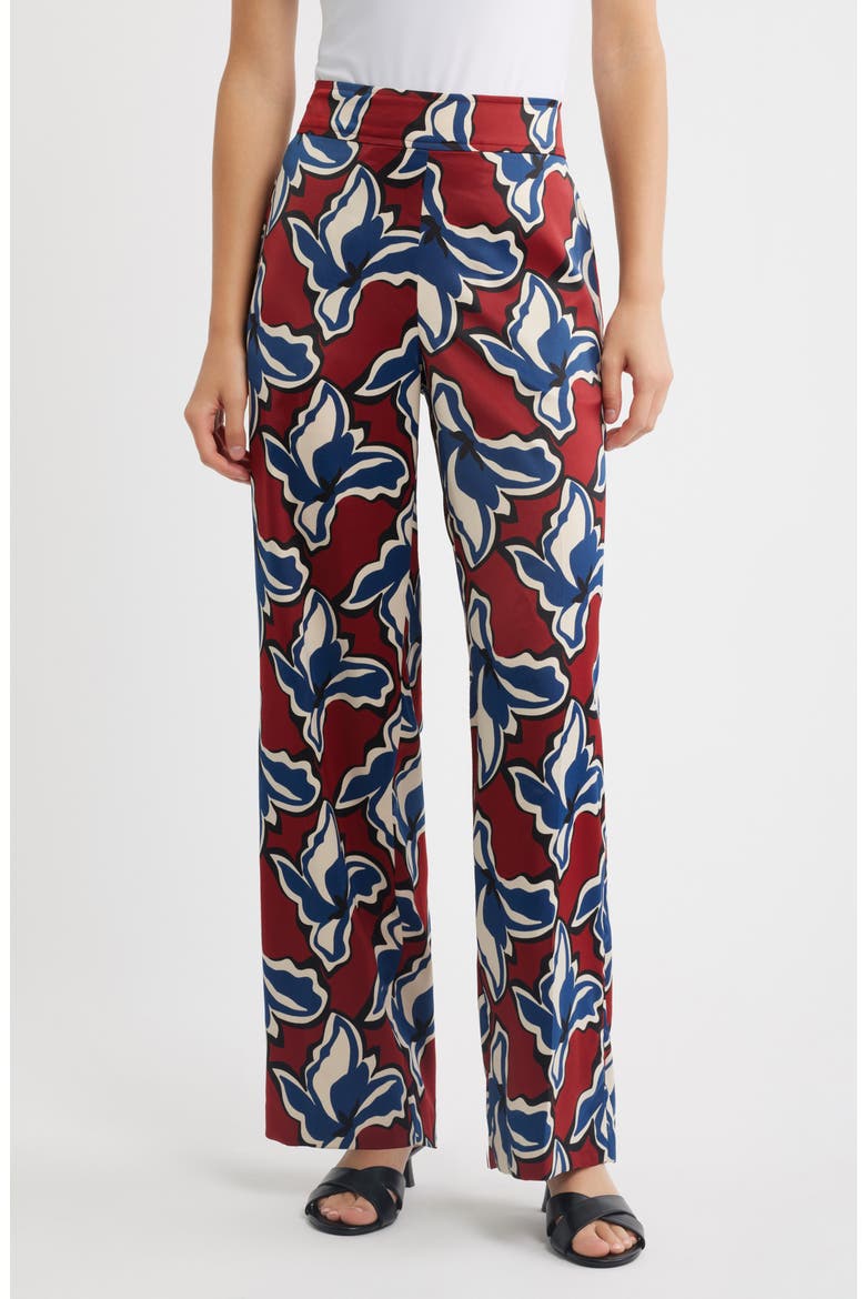 Floral High Waist Wide Leg Pants, Main, color, RUST MULTI