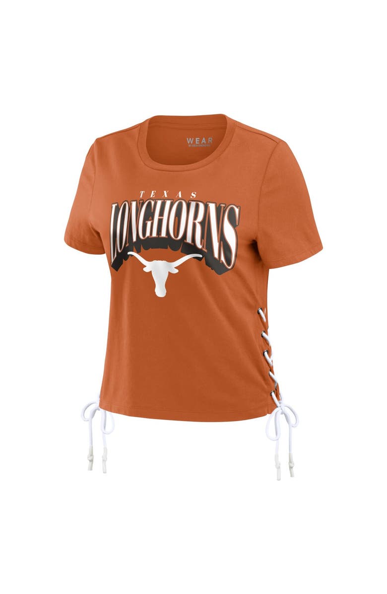 WEAR by Erin Andrews Women's WEAR by Erin Andrews Texas Orange Texas Longhorns Side Lace-Up Modest Crop T-Shirt, Alternate, color, 