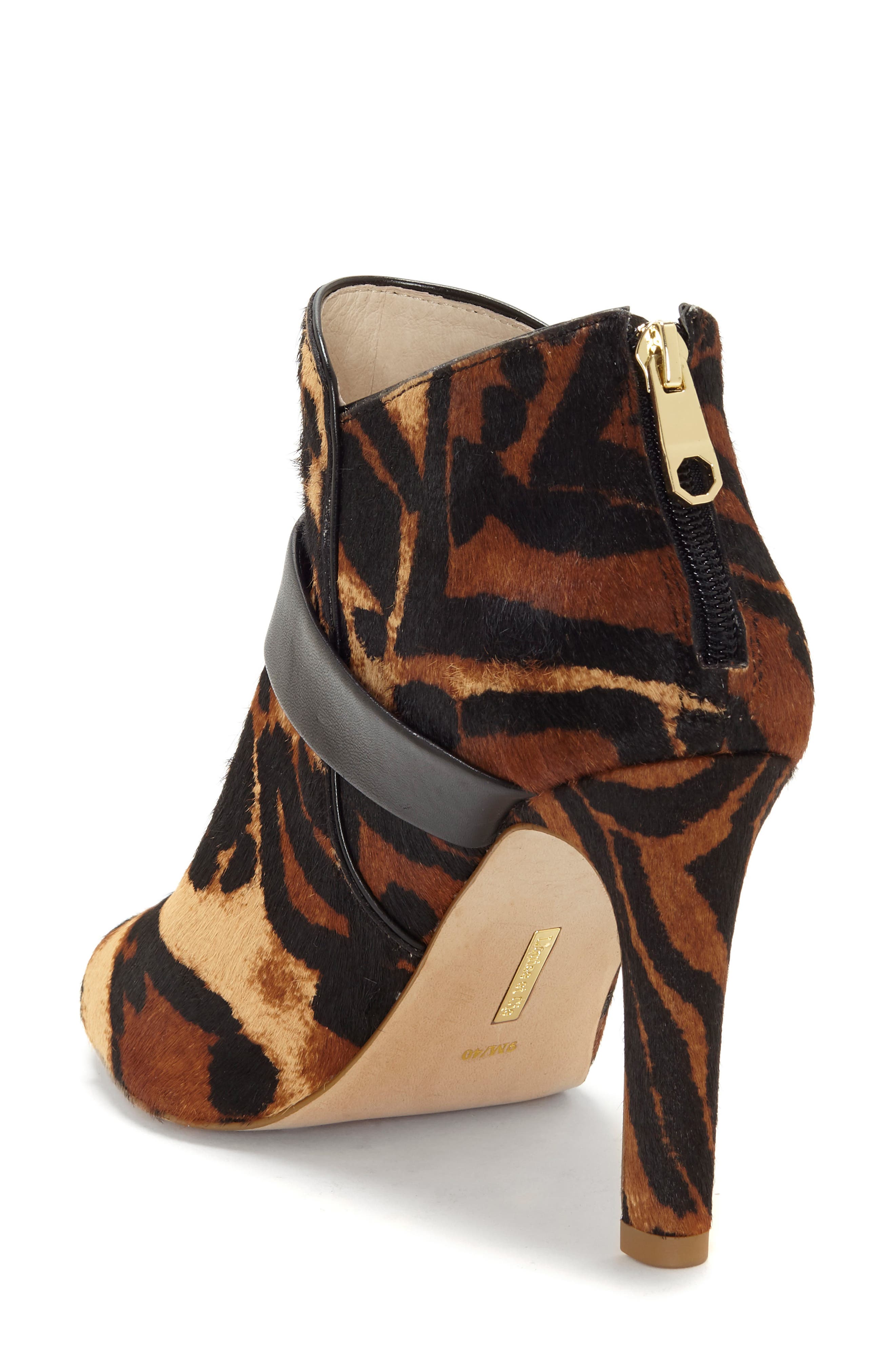 Lander Open Toe Genuine Calf Hair Bootie, Alternate, color, ZEOPARD CALF HAIR