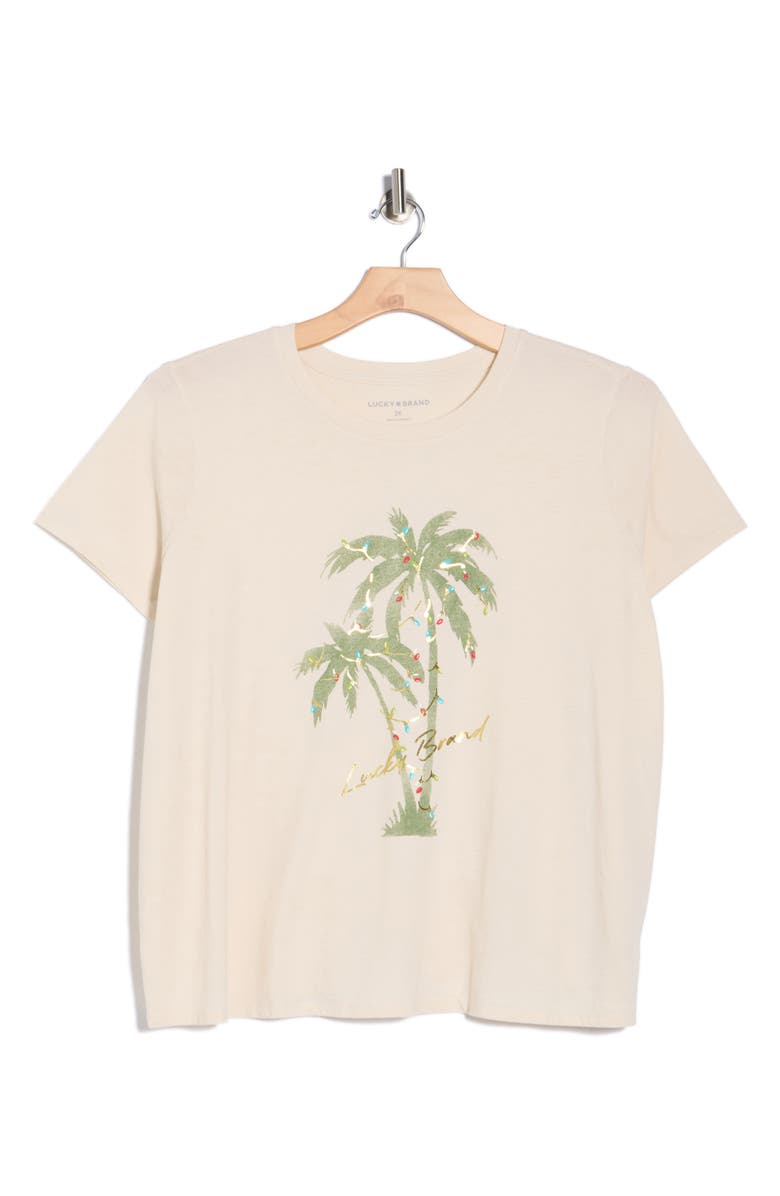 Lucky Brand Palm Lights Long Sleeve Graphic T-Shirt, Main, color, Whitecap Gray