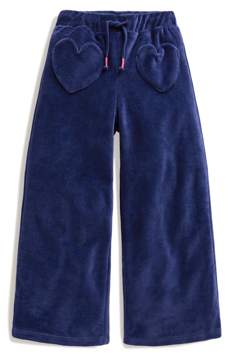 Mini Boden Kids' Heart Pocket Wide Leg Velour Joggers, Main, color, 
