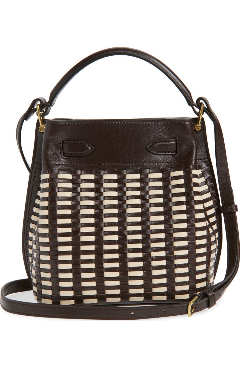 Mulberry Islington Woven Leather Bucket Bag, Alternate, color, Ebony-Crumpet