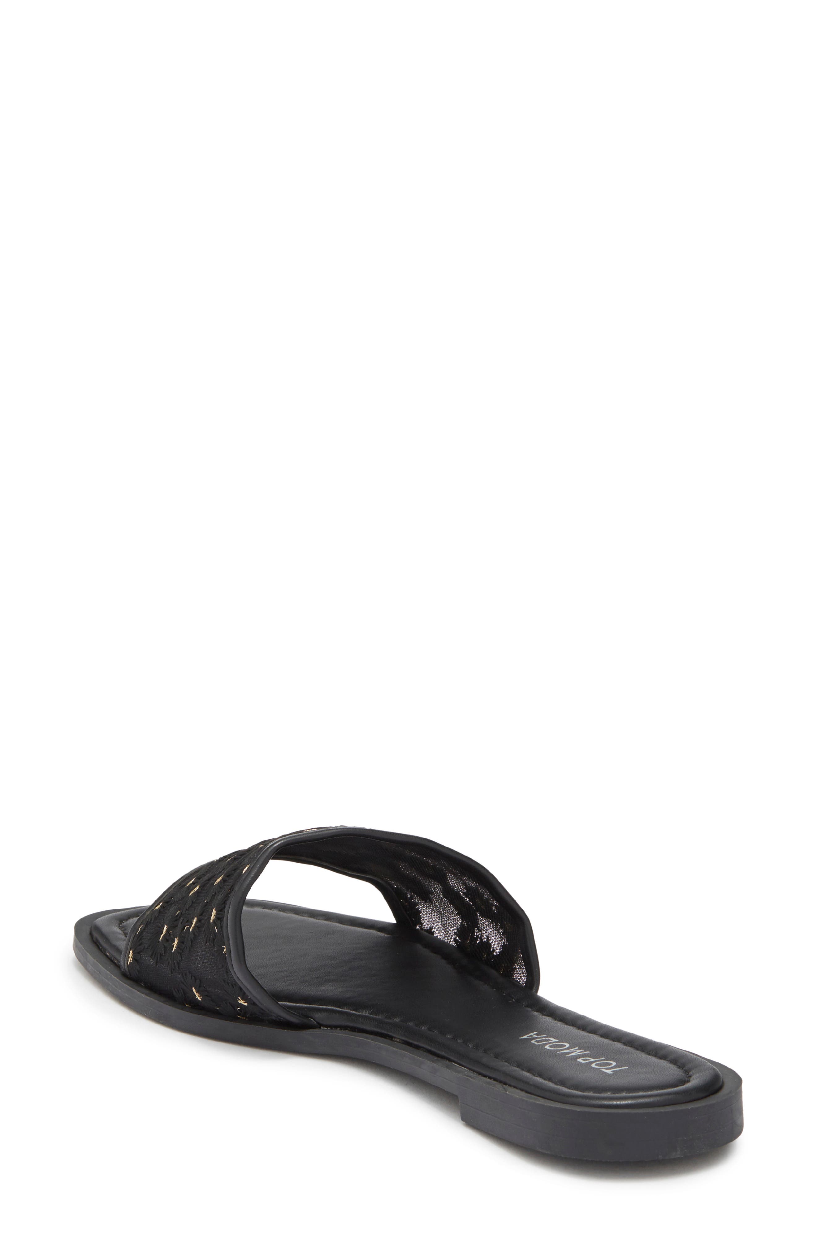 TOP MODA Zita Slide Sandal, Alternate, color, Black Pu