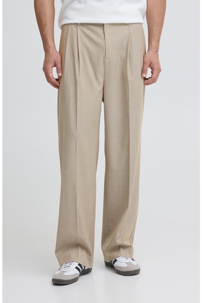 Stripe Pleated Trousers, Main, color, ISLAND FOSSIL