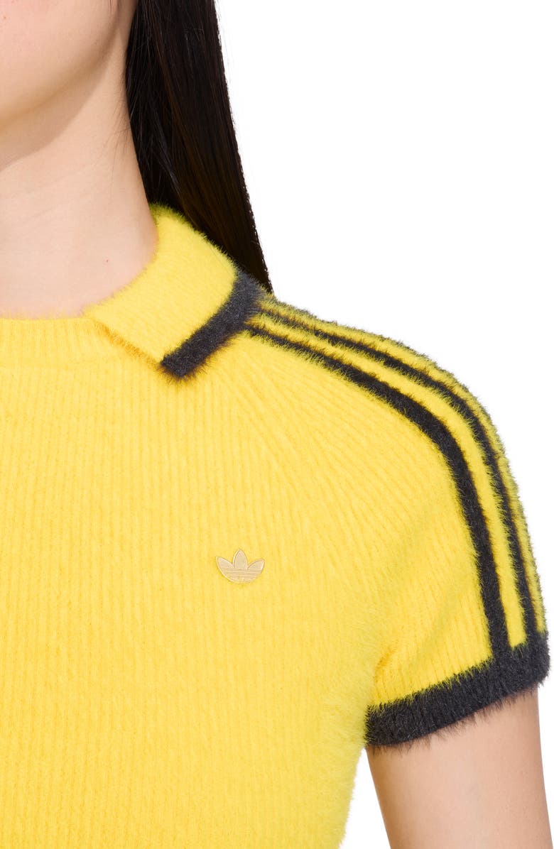 adidas Cali Short Sleeve Knit Top, Alternate, color, Medium Yellow