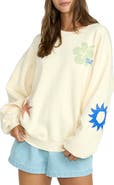 Billabong Water Signs Kendal Oversize Crewneck Fleece Sweatshirt