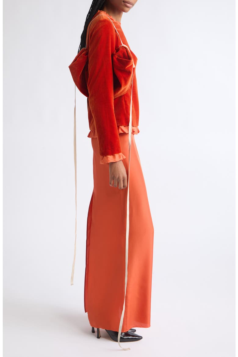 Velvet Crewneck Shirt, Alternate, color, DEEP PERSIMMON