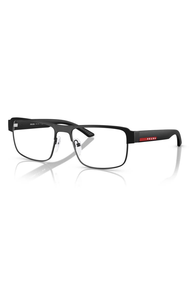 Prada Linea Rossa 56mm Rectangular Optical Glasses, Alternate, color, 