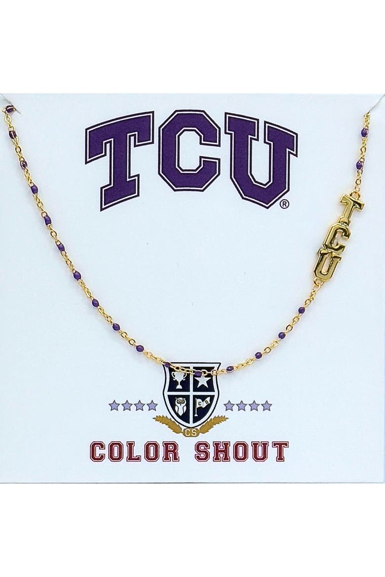 Texas Christian University Side Necklace, Main, color, Yellow Gold