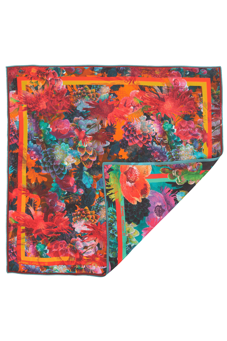 Daisy | 28" Mulberry Silk Furoshiki Gift Wrap by Adam Klassen, Alternate, color, Red