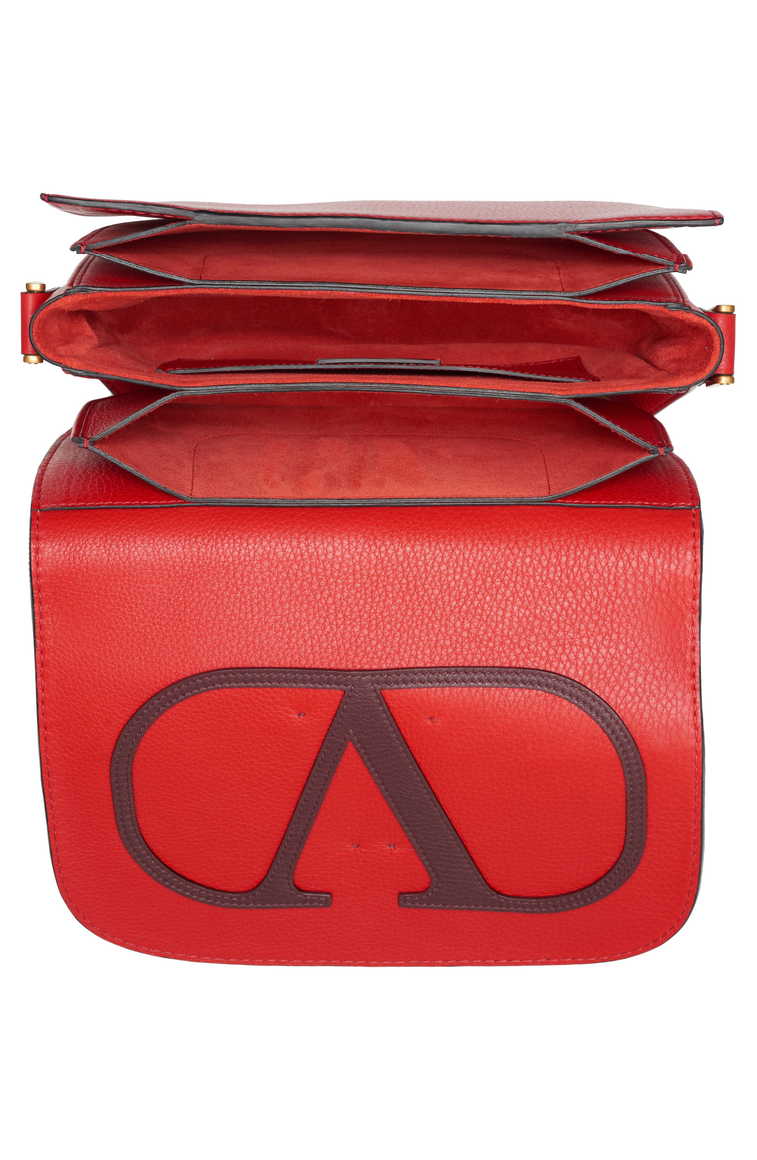 Valentino Garavani V-Locker Leather Saddle Bag, Alternate, color, 