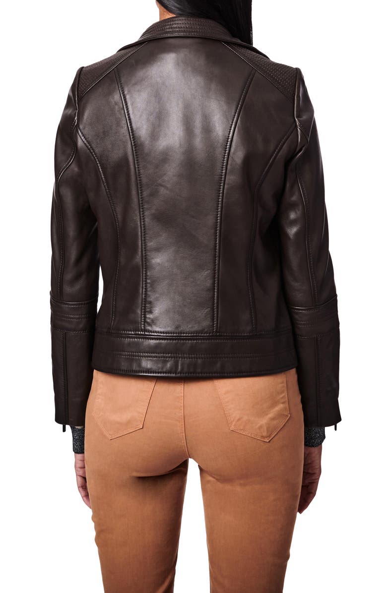 Bernardo Leather Moto Jacket, Alternate, color, Chocolate Chip