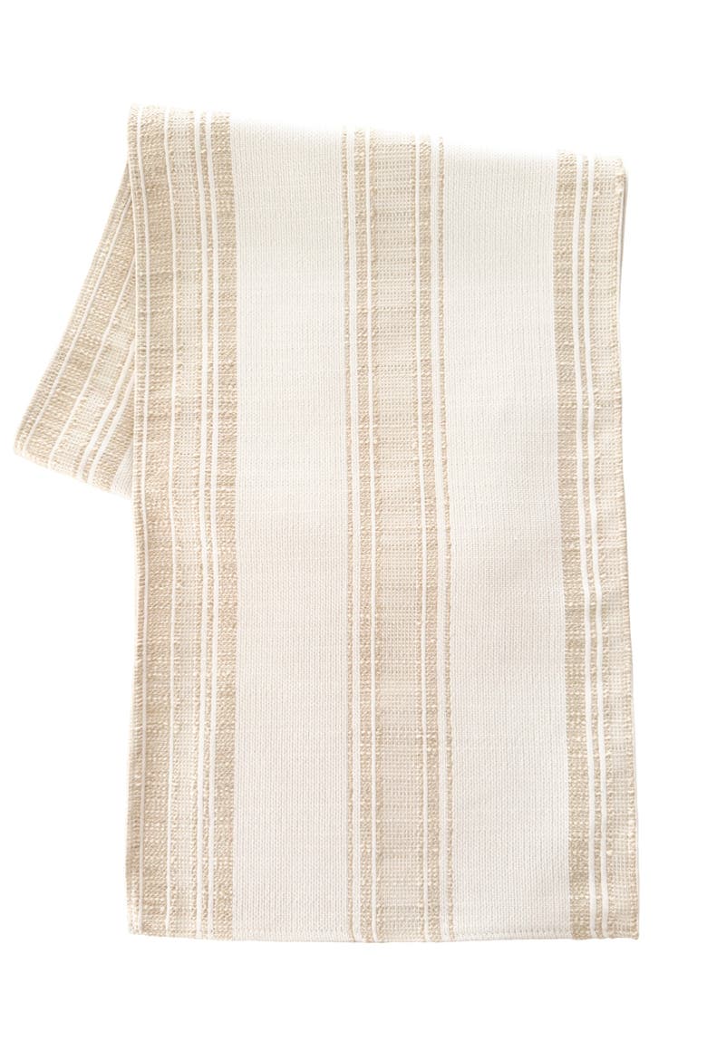 Beach Club Stripe Indoor Outdoor Table Runner, Main, color, Beige Stripe