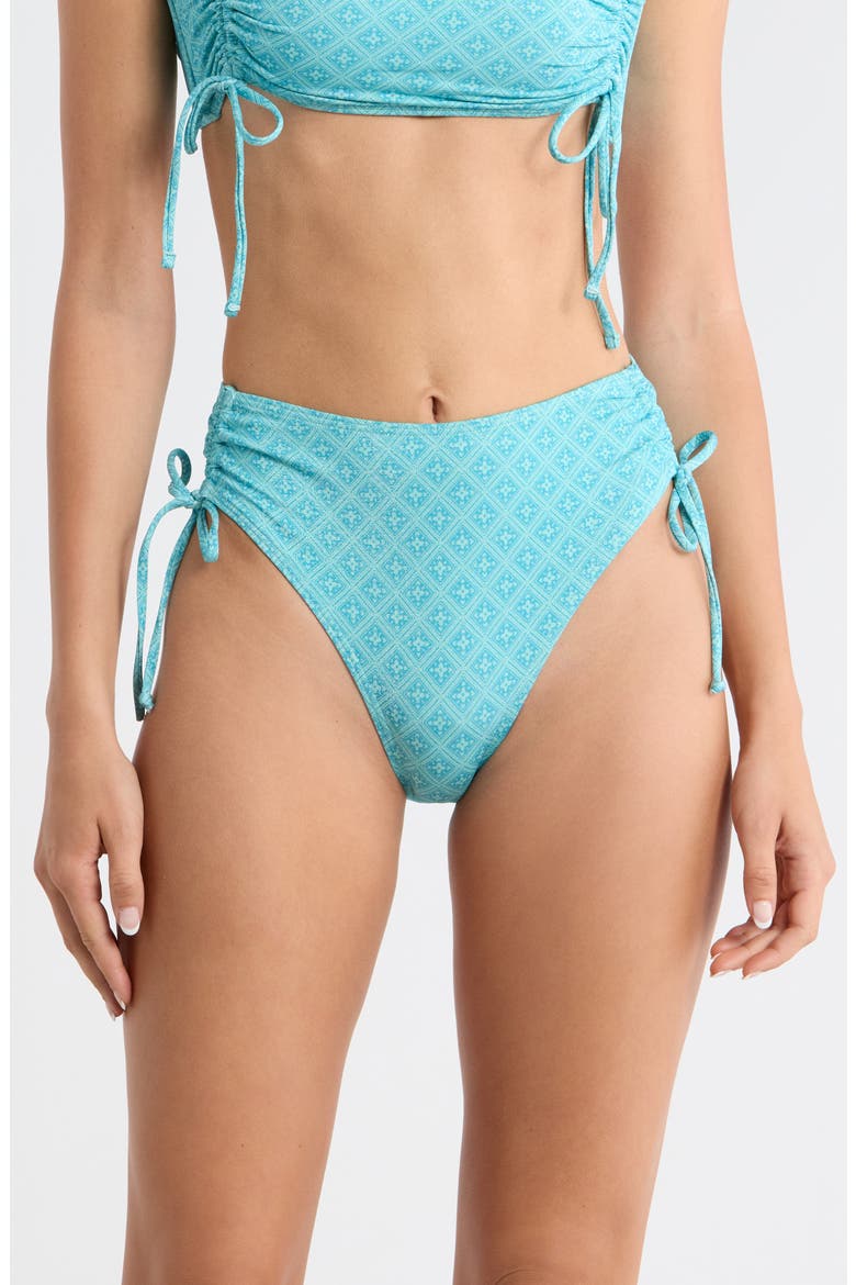 Moon Geo High Waist Bikini Bottoms, Main, color, BLUE