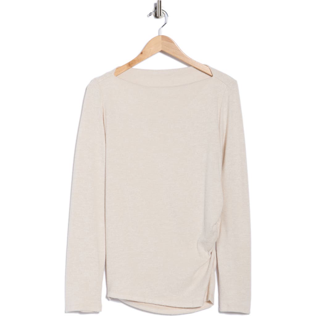 Renee C Boat Neck Brushed Knit Top In Neutral