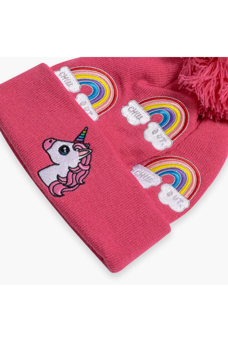 Kids Unicorn Pom Winter Hat, Alternate, color, Pink