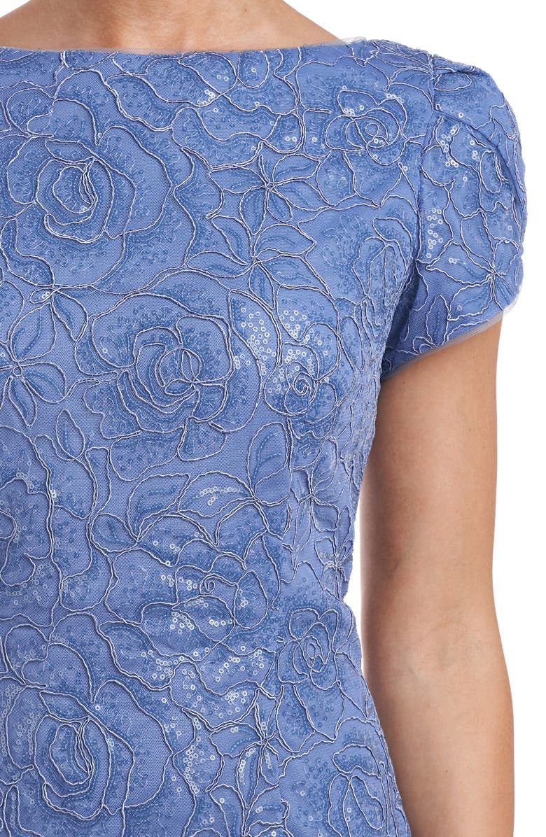 JS Collections Brie Sequin Tulip Sleeve Mesh Cocktail Dress, Alternate, color, 