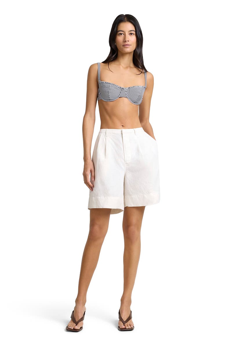 Onia Air Linen Pleated Bermuda Short, Main, color, Natural