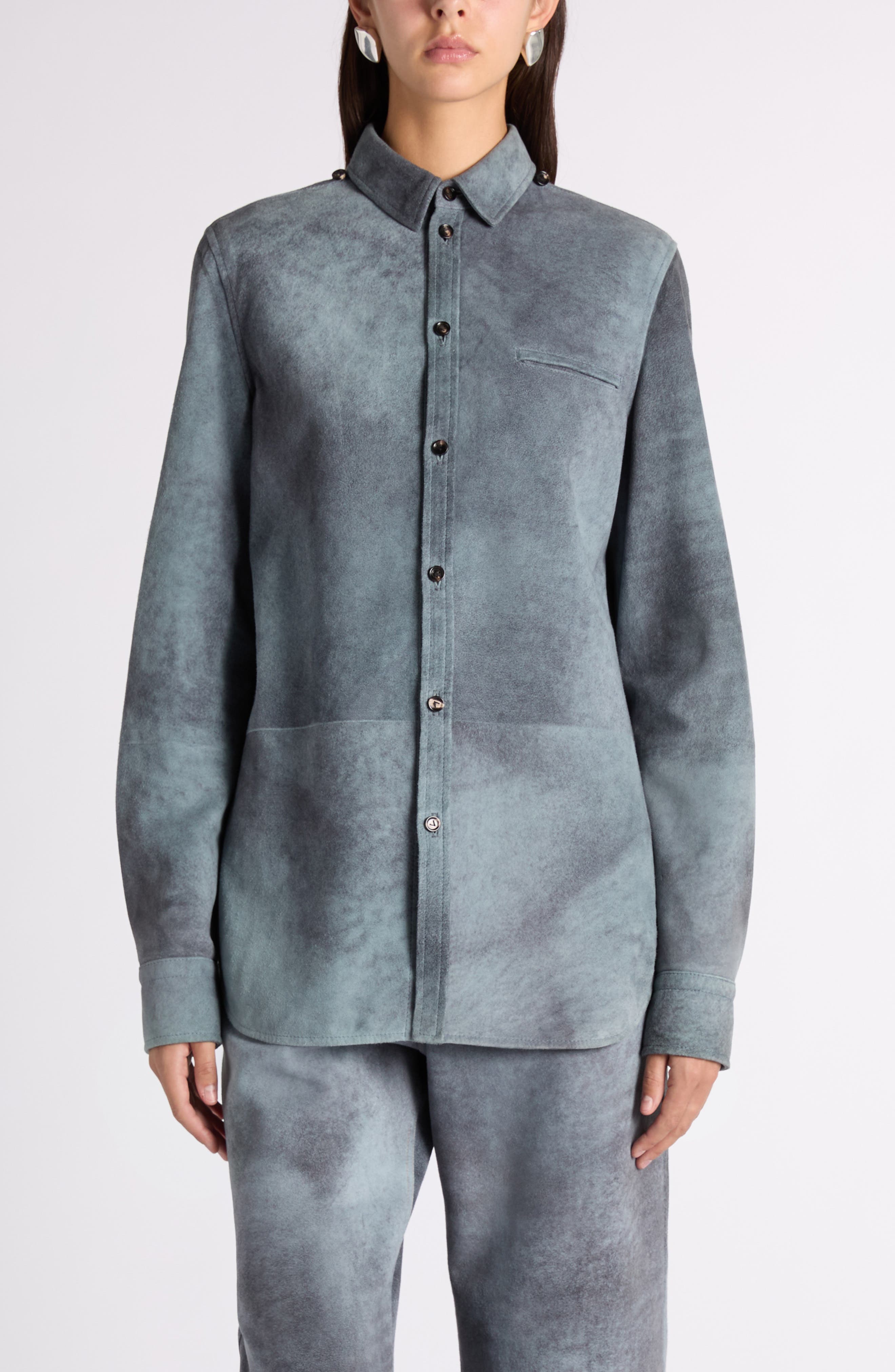 Cloudy Suede Button-Up Shirt