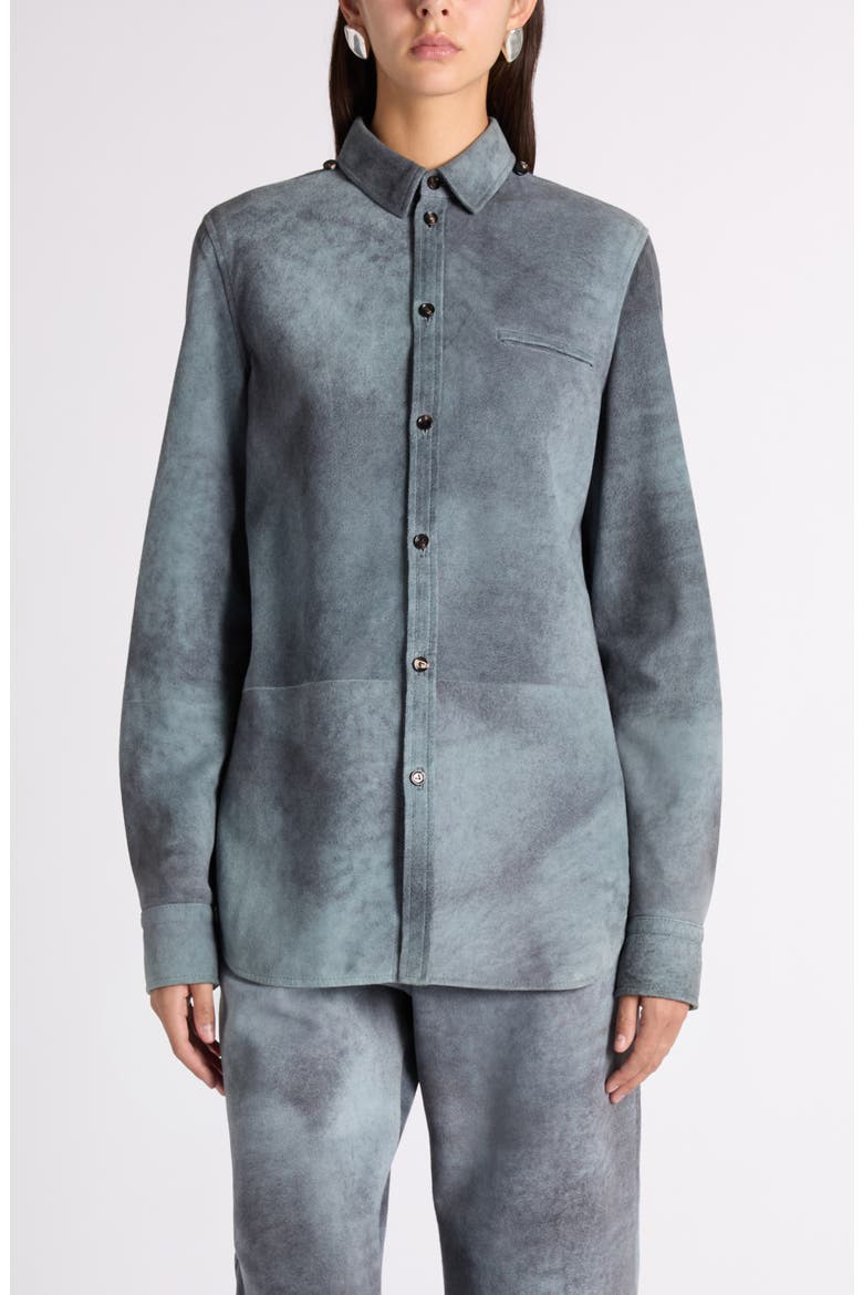 Cloudy Suede Button-Up Shirt, Main, color, 4690 CLOUDY INDIGO