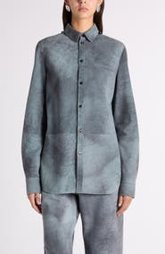 Bottega Veneta Cloudy Suede Button-Up Shirt