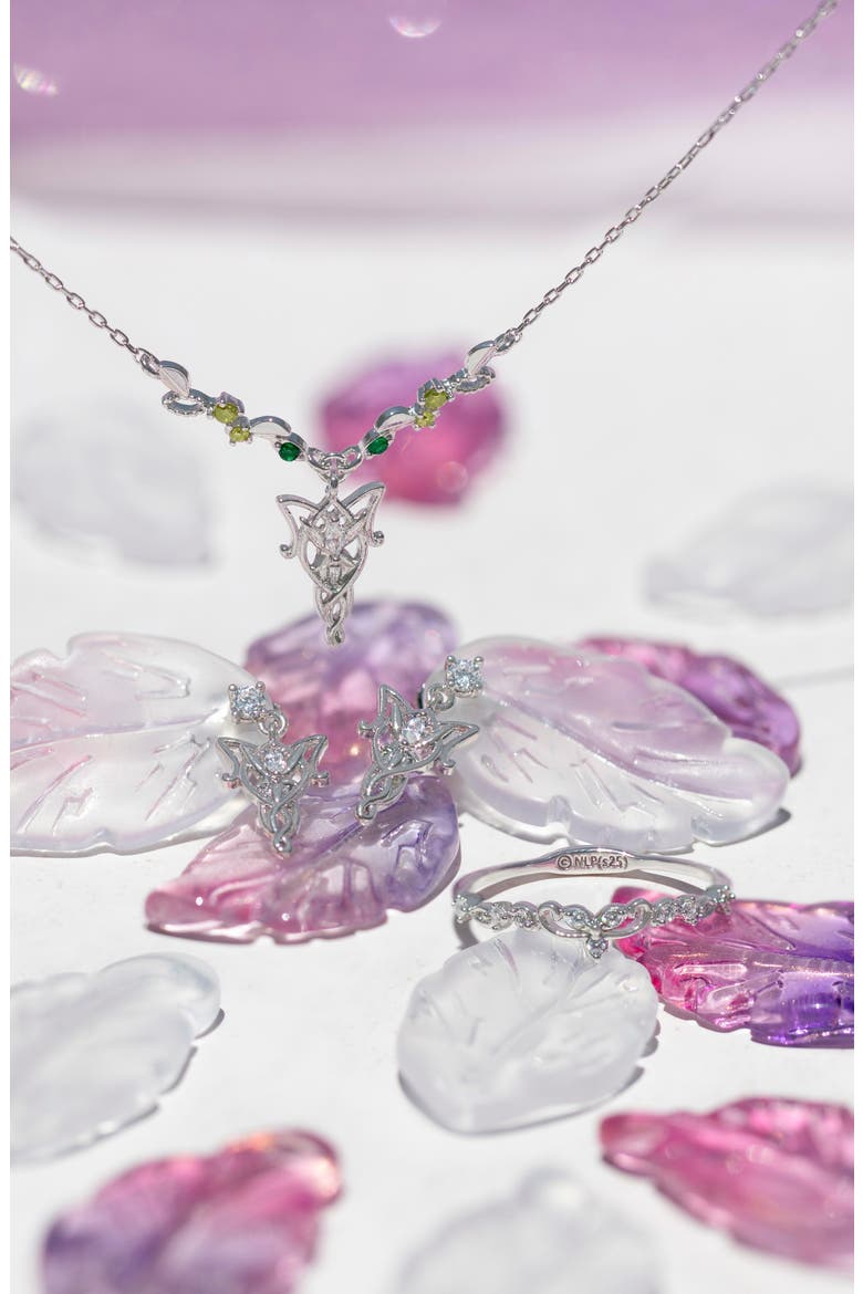 18k Gold Plated Cubic Zirconia Elven Pendant Necklace, Alternate, color, SILVER