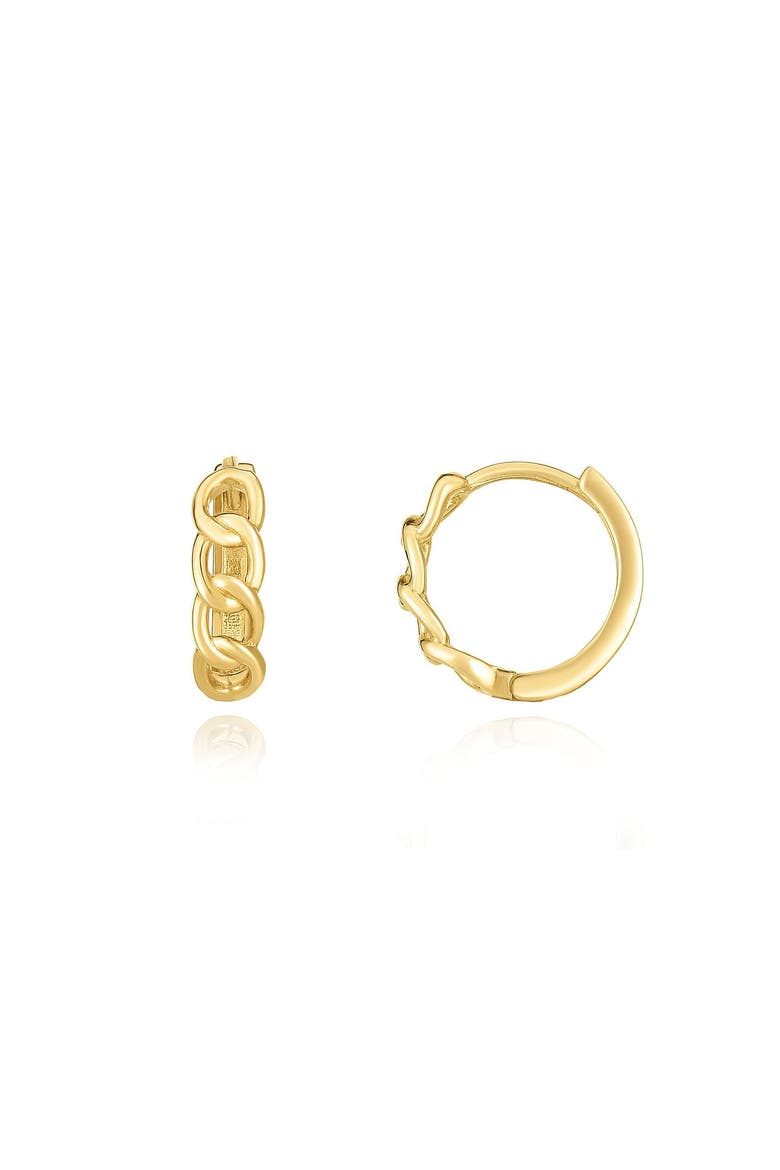 Curb Huggie Hoop Earrings, Main, color, Yellow Gold