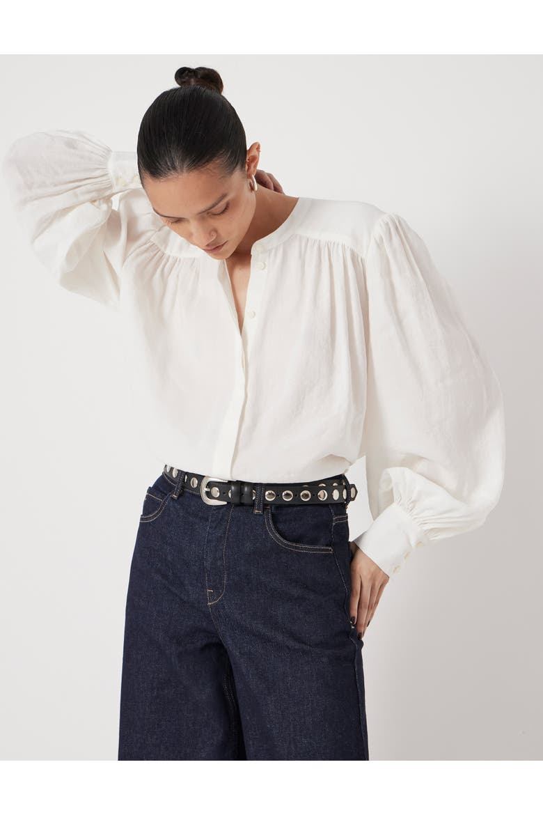 Puff Sleeve Blouse, Main, color, Ecru White
